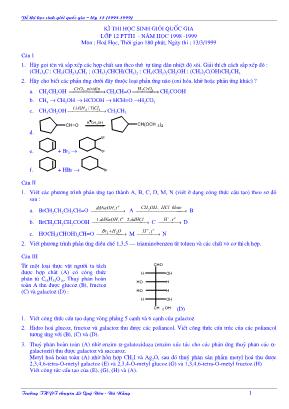 Đề thi học sinh giỏi Quốc gia môn Hóa học Lớp 12 THPT - Năm học 1998-1999